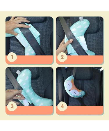Brunoko Kids Headrest & Seat Belt Cushion - Comfortable Neck Support Pillow for Children in the Car - Green Seat Pillows for Kids - Buy Online on GoSupps.com