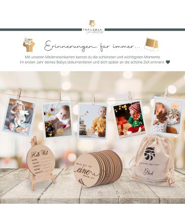 Buy Milestone Cards Baby Set - Wooden Cards with Mini Easel & Fabric Bag | 36 Memorable Milestones - Perfect Gift for New Moms & Baby Showers - Buy Online on GoSupps.com