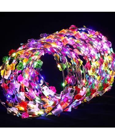 50 Pcs LED Flower Crown Headband Light up Fairy Flower Hair Jewelry Multicolor Floral Headpiece Wreath Headdress Hair Wreath for Women Girl Hair Styling Wedding Birthday Party Holiday - Buy Online on GoSupps.com