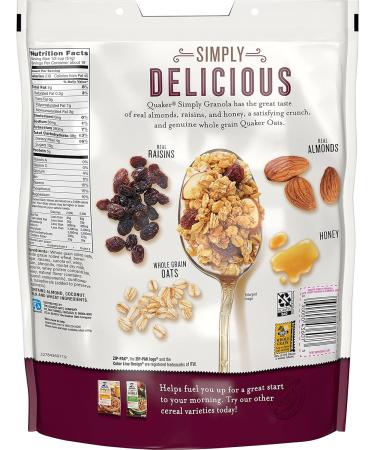 Quaker Natural Granola Oats Honey Raisins and Almonds - Two 34.5oz Bags - Buy Online on GoSupps.com