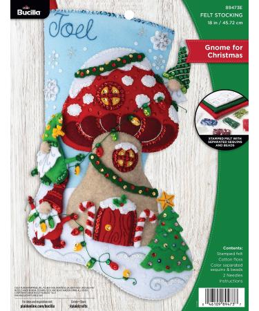 Bucilla  Gnome Christmas 18 Felt Applique Stocking Making Kit  Perfect for DIY Holiday Needlepoint Arts and Crafts  89473E Gnome for Christmas - Buy Online on GoSupps.com