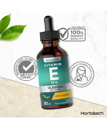 Vegan Vitamin E Oil Oral Drops 30ml | 230iu | 13 800iu per Bottle | Unflavoured Liquid Supplement by Horbaach - Buy Online on GoSupps.com