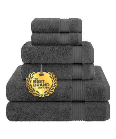 Cotton Paradise 6 Piece Towel Set, 100% Turkish Cotton Soft Absorbent Towels for Bathroom, 2 Bath Towels 2 Hand Towels 2 Washcloths, Gray Towel Set 6 Piece Bath Towel Set Charcoal Grey