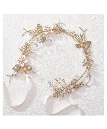 SWEETV Gold Flower-Leaf Bridal Headband | Wedding Hair Accessories for Brides - Buy Online on GoSupps.com