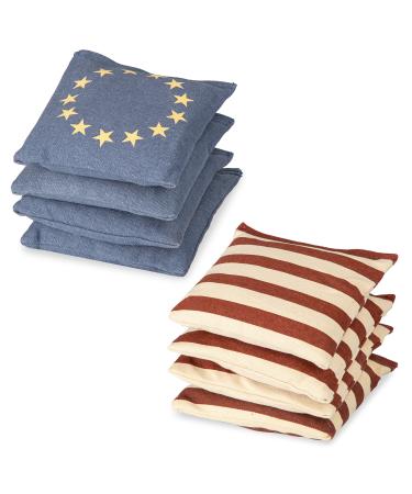 Barcaloo Weather Resistant Cornhole Bean Bags Set of 8 - Duck Cloth - Regulation Size & Weight "Betsy Ross Vintage Flag"