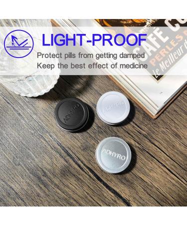 ADHYRO Small Pill Case for Purse - 3 Pack Portable Aluminum Pill Box in Black Silver White | Twist On/Off for Vitamins & Fish Oils - Buy Online on GoSupps.com