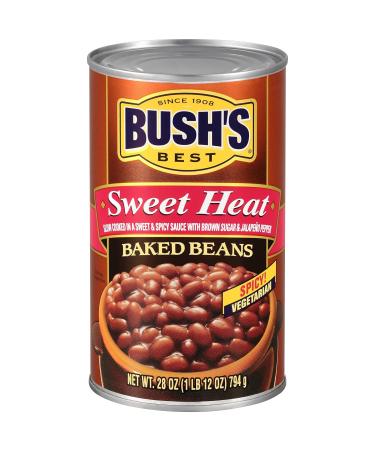 BUSH'S BEST Sweet Heat Baked Beans 28 Oz (Pack of 6) - Sweet & Spicy Canned Beans, Plant Based Protein, Fiber-Rich, Low Fat, Gluten Free - Buy Online on GoSupps.com
