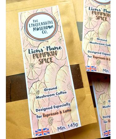 Lions Mane Pumpkin Spice Adaptogenic Ground Mushroom Coffee 1x 145g Bag By The Lincolnshire Mushroom Co. - Buy Online on GoSupps.com