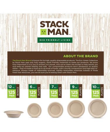 Stack Man 6x6 Compostable Clamshell Food Containers 50-Pack - Eco-Friendly Biodegradable Bagasse, Natural Disposable Take Out Containers - Heavy-Duty Quality To Go Containers - Buy Online on GoSupps.com