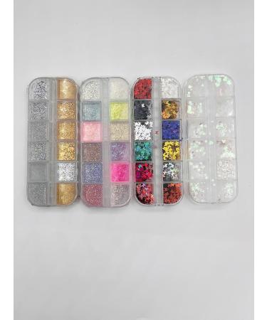 48 Color Nail Seedlettes Glitter & Rhinestone Art - DIY 3D Nail Stickers for Face & Body Decoration (4 Boxes) - Buy Online on GoSupps.com