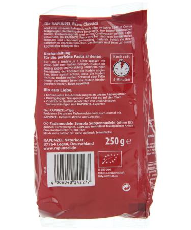 Buy Organic Rapunzel Vermicelli Soup Noodles (250g) - Premium Semolina for Delicious Soups - International Shipping Available - Buy Online on GoSupps.com