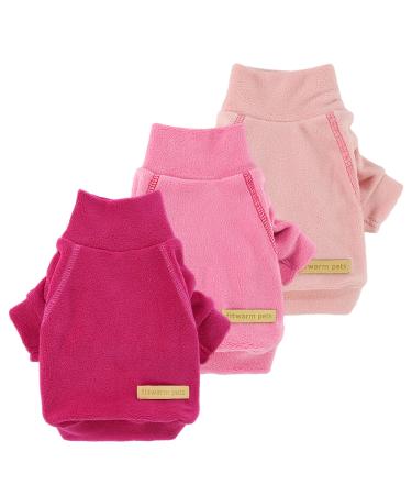 Fitwarm 3 Pack Classic Fleece Dog Sweater Turtleneck Dog Sweatshirt Dog Winter Clothes for Small Dogs Girl Pet Pullover Jumper Cat Apparel Pink Rose Baby Pink Small Small Pink-Rose-Baby Pink