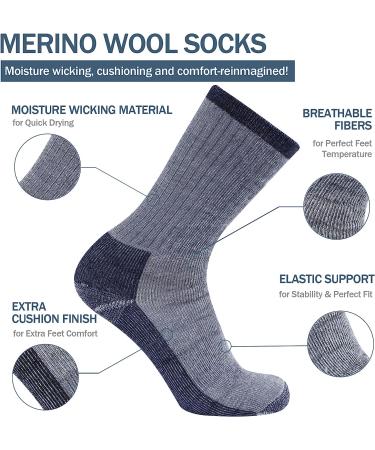 RTZAT Merino Wool Hiking Crew Socks - Large | Moisture Wicking & Cushioned - Buy Online on GoSupps.com