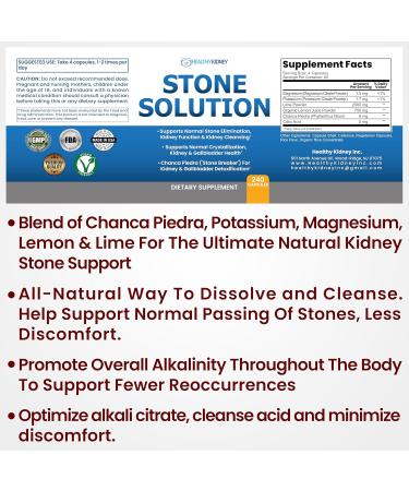 Stone Solution Capsules- Natural Dissolver Kidney Stone Support & Kidney Cleanser 60 Servings + Bio Fiber Kidney Cleanse Detox & Repair - Restorative Kidney Support & Kidney Supplement 2.5LBS - Buy Online on GoSupps.com