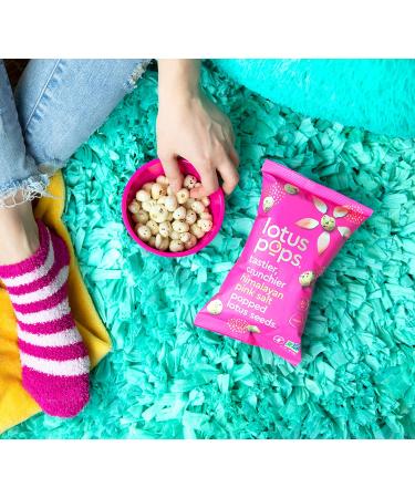 Popped Lotus Seed Snacks - Low Calorie, Gluten Free, Vegan, Paleo, Non GMO Certified | Plant Protein | Roasted Not-Fried | Himalayan Pink Salt | 4 Pack - Buy Online on GoSupps.com