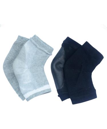 Aokbean Heel Socks - 2 Pairs Moisturizing Gel Socks for Dry Cracked Skin | Open Tip Silicone Foot Care for Men & Women (Black + Gray) - Buy Online on GoSupps.com