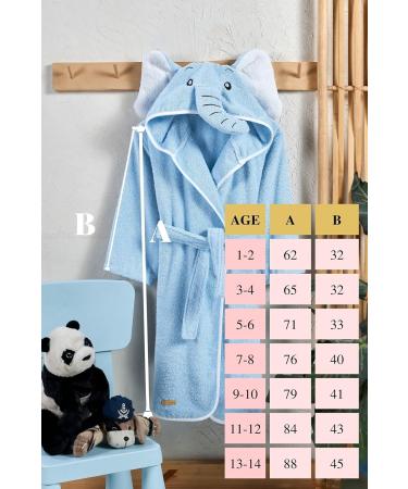 Ely Parker Children's Bathrobe for Boys & Girls | Super Soft Turkish Cotton Hooded Towel | Elephant Blue | Ages 7-8 - Buy Online on GoSupps.com