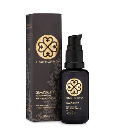 True Moringa Oil for Face  Body & Hair - 100% Pure Cold-Pressed Oil - Unrefined  Unscented  Anti-aging  Reduce Wrinkles  Brightening Skin Tone  Minimize Age Spots - Vegan & Non-GMO (30 ml)
