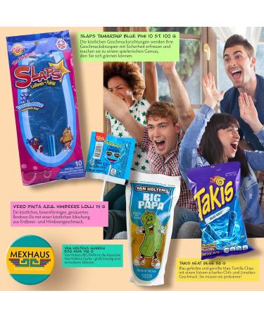 Snackbox Blue - Party Mix Snacks with Takis Heat Pigui Slaps Tamarind van Holten Big Papa & Vero Lollis - International Shipping Available - Buy Online on GoSupps.com