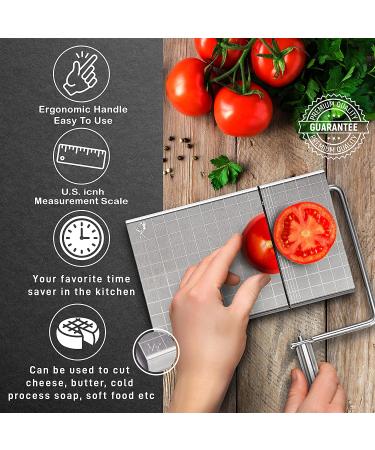 Cheese Slicer with Wire - Accurate Size Scale, Ideal for Charcuterie Boards - Includes 8 Extra Wires - Buy Online on GoSupps.com