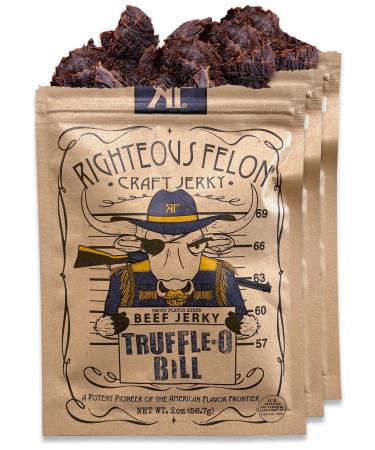 Righteous Felon Beef Jerky - Truffle-O-Soldier Flavor - All-Natural Jerky - Locally Sourced & Dried Beef Jerky - Low-Sugar, High-Protein, Healthy Snacks - 2 Ounces, Pack of 3 Truffle-O-Soldier 2 Ounce (Pack of 3)