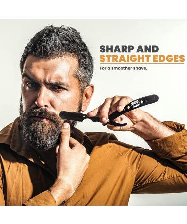 Utopia Care Professional Barber Straight Edge Razor Safety with 100 Lord Blades - Stainless Steel (Black) - Buy Online on GoSupps.com