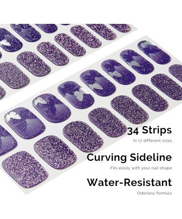 NAILOG Semi Cured Gel Nail Strips 34 pcs Salon-Quality Gel Nail Stickers Long Lasting Nail Wraps for Women with Soft Gel Finish Vintage Print & Silver Glitter (Reflection) - Buy Online on GoSupps.com