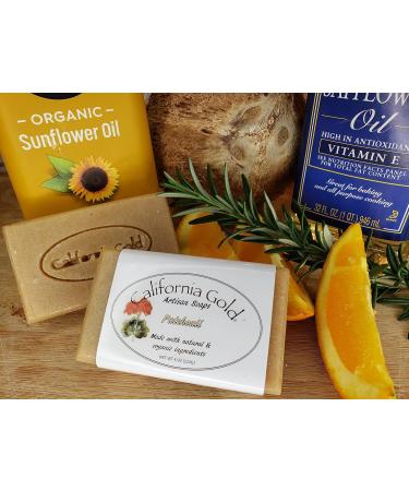 California Gold Artisan Patchouli Bar Soap with Orange Peel - 8oz | Natural Handmade Soaps for All Skin Types - International Shipping - Buy Online on GoSupps.com