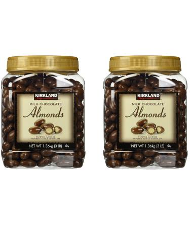 Kirkland Signature Milk Chocolate Roasted Almonds 3 LBS (48 Oz) Jar, 2 Pack