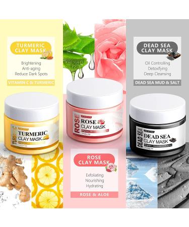 5-Piece Face Mask Set for Deep Pore Cleansing with Turmeric, Vitamin C, Dead Sea Mud, and Rose Clay Masks Ideal Skincare Gift for Women - Buy Online on GoSupps.com