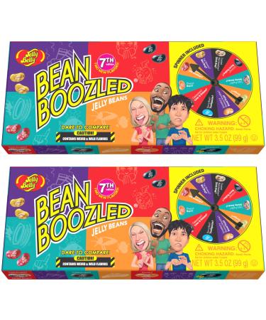 Jelly Belly BeanBoozled 7th Edition Jelly Beans 100g (Pack of 2) - Spinner Box Gift Game 20 Flavors Challenge Kosher Candy Christmas & Holidays Candy Vegan Candy Dairy Free Snacks Gluten Free Bulk Candy Stocking Stuffers for Teens