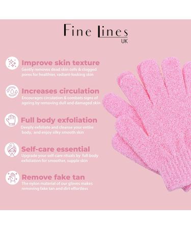 Fine Lines Pink Exfoliating Shower Gloves - Dead Skin Remover & Body Scrub Mitt - Buy Online on GoSupps.com