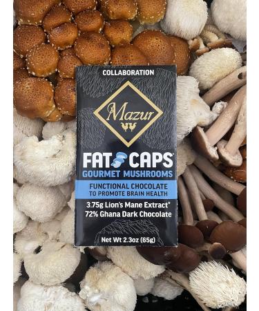 FatCaps Lion's Mane Dark Chocolate Bar | Vegan | Double Extracted Lion's Mane Mushroom | 100% Fruiting Body | No Grains or Fillers | NJ Grown | Brain Health | Memory and Focus - Buy Online on GoSupps.com