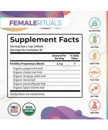 Female Rituals Organic Peppermint Fertility Tea - 30 Cups/15 Sachets - Herbal Blend for Female Fertility Boost - Sweet Mint Flavor - Buy Online on GoSupps.com