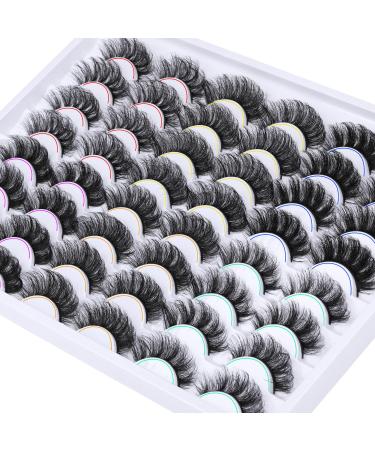 False Eyelashes 24 Pairs Mink Lashes Fluffy Dramatic 6D Volume Fake Eye Lashes that Look Like Extension 6 Styles Strip Full Curly Lashes Bulk By GVEFETIEE A- 24 Pairs