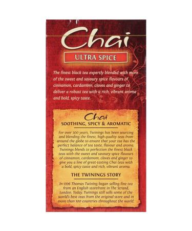 Twinings Ultra Spice Chai Tea Bags - 20 Count (Pack of 3) | Individually Wrapped Black Tea with Cinnamon, Ginger, Cardamon & Clove - Buy Online on GoSupps.com