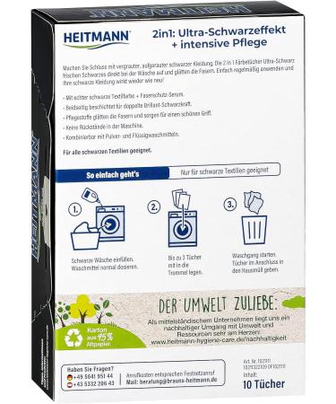 HEITMANN Ultra Black Dyeing Cloths - Pack of 10 for Deep Rich Color - Ideal for All Fabrics - International Shipping Available - Buy Online on GoSupps.com