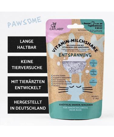 Catlabs Relaxation Milk Shake for Cats | 30 Portions of Vitamin-Enriched Milk Powder | Soothing Supplementary Feed for Anxious Cats - 90g - Buy Online on GoSupps.com