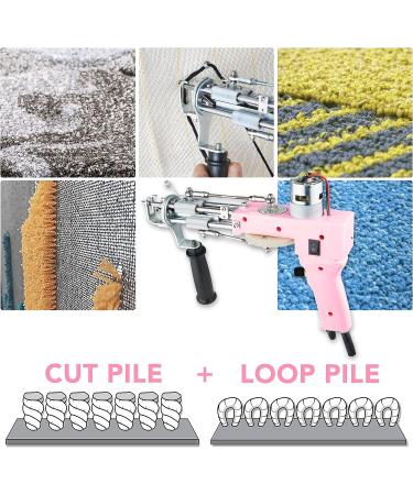 2-in-1 Cut Pile Loop Pile Tufting Gun Starter Kit | Electric Rug Tufting Machine with 10 Skin Stickers | Baby Pink Carpet Weaving Flocking Tool - Buy Online on GoSupps.com