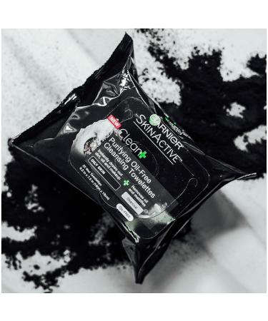 Garnier SkinActive Charcoal Cleansing Towelettes, 25-Count Pack - Oil-Free Formula - Buy Online on GoSupps.com