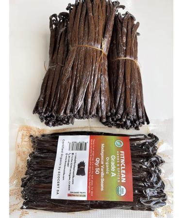 50 Grade A Madagascar Vanilla Beans. Certified USDA Organic. 5" by FITNCLEAN VANILLA. Bulk for Extract and all things Vanilla. Fresh Bourbon NON-GMO Pods