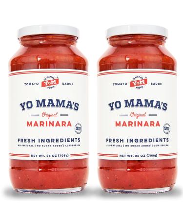 Keto Marinara Pasta and Pizza Sauce by Yo Mama's Foods - Pack of (2) - No Sugar Added, Low Carb, Low Sodium, Gluten Free, Paleo Friendly, and Made with Whole, Non-GMO Tomatoes. Marinara 1.56 Pound (Pack of 2)