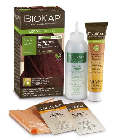 BioKap Ruby Red 6.66 Rapid Hair Dye 135 ml - works in just 10 mins permanent vegan & natural nourishing formula suitable for sensitive skin