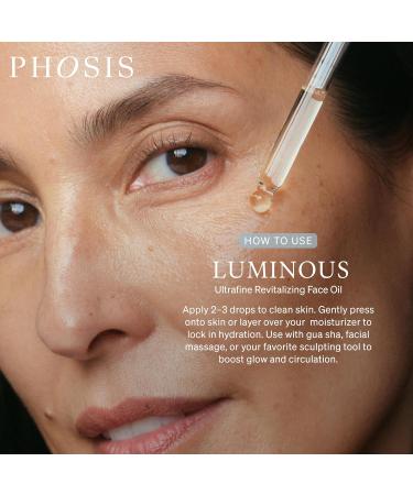 Phosis - Luminous Ultrafine Revitalizing Face Oil for Women Lightweight Facial Glow Elixir with Sea Buckthorn Prickly Pear Pomegranate & Meadowfoam Gua Sha Tool & Skincare Companion 30ml - Buy Online on GoSupps.com