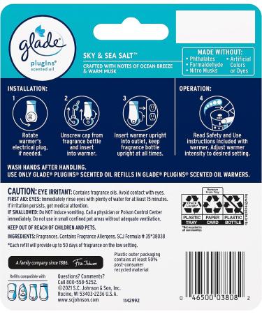 Glade PlugIns Refills Air Freshener - Sky & Sea Salt Scented Essential Oils - 1.34 Fl Oz (2 Count) - Buy Online on GoSupps.com