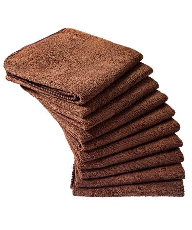 Eurow Microfiber Salon Towel, 16 by 29 Inches, Brown, Pack of 10
