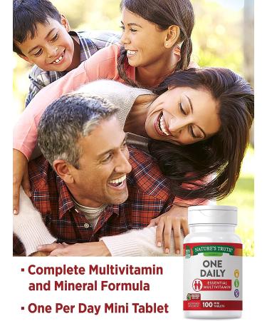 Nature's Truth One Daily Essential Multivitamin for Women and Men | 100 Mini Tablets | Non-GMO & Gluten Free - Buy Online on GoSupps.com