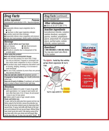 Mucinex Sinus-Max Clear & Cool Nasal Spray 1.5 fl oz (Pack of 2) - Buy Online on GoSupps.com