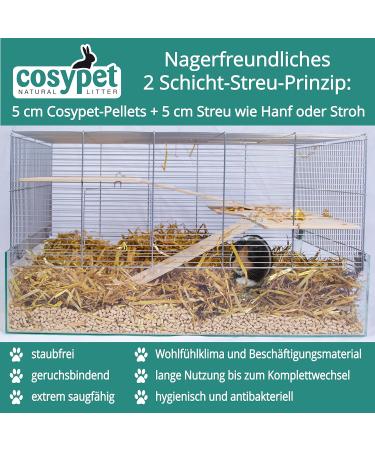 Cosypet 100% Organic Animal Bedding Pellets for Rabbits Hamsters Rodents Birds & Cats Ultra Absorbent & Odor Control - 5 kg (10 L) Wood Litter - Buy Online on GoSupps.com