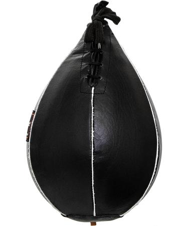 Pro Impact Leather Speed Bag | Pear Shaped for Boxing, MMA & Muay Thai Training | Doorway Hanging or Ceiling | Boxer Accuracy Workout | Punching Trainer - Black XS (5x7) - Buy Online on GoSupps.com
